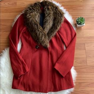 Vintage Style Faux Fur Collar Pea Coat